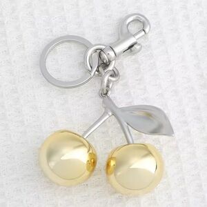Fashion Gold with Silver Stem Cherries/ Bag Charm NWT